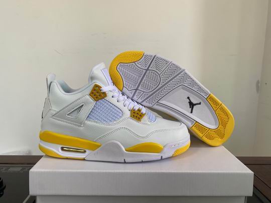 Air Jordan 4 Men's Women's Basketball Shoes AJ4 White Yellow-31 - Click Image to Close